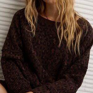 aerie Big Hug Off the Shoulder Waffle Sweatshirt